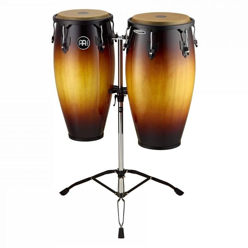 Meinl Headliner Wood Congas 11 & 12 Set, Incl. Double Braced Tripod Stand Vintage Sunburst