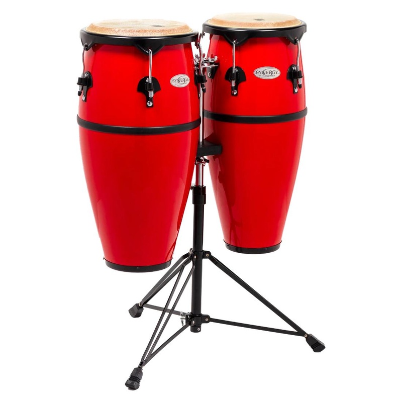 Toca 2300FRD Synergy Series Fiberglass Conga Set with Stand - Red