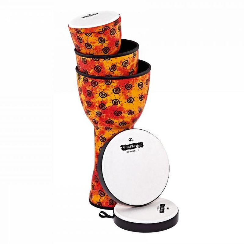 Meinl VivaRhythm Boom Series Set Pre-tuned Synthetic Head 3-in-1 Djembes Set Sunshine Finish