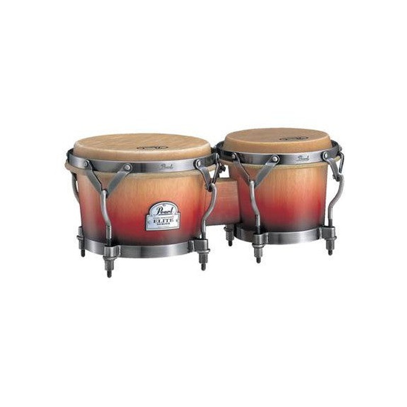 Pearl Folkloric Oak Traditional Bongos - Crimson Sunrise