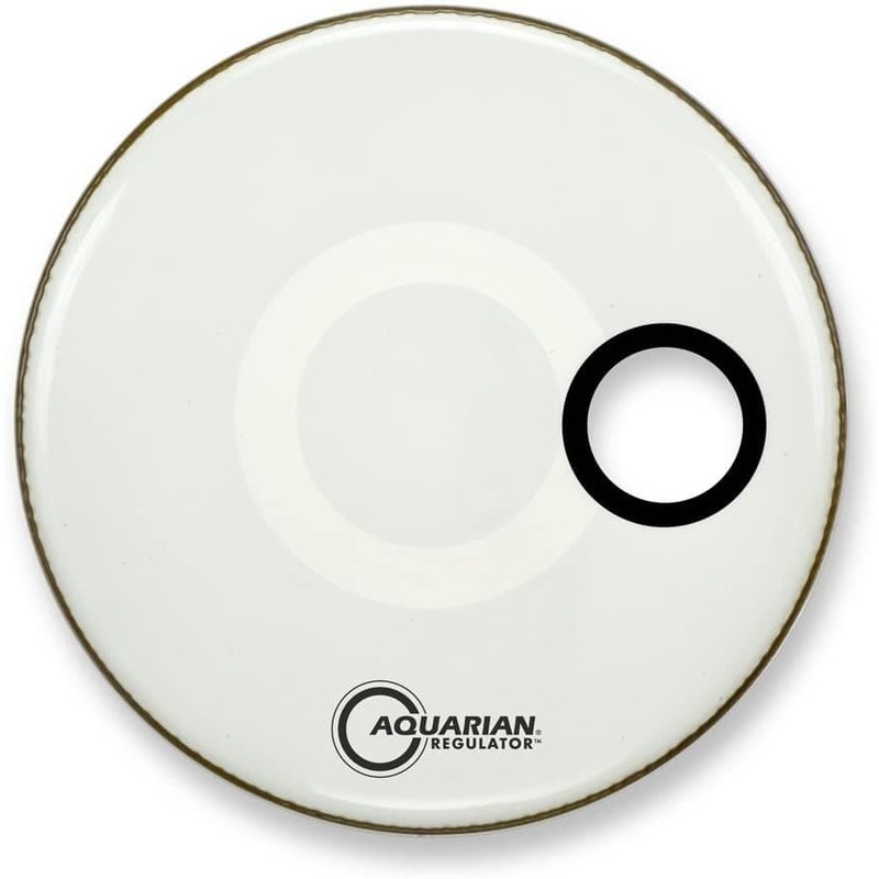 Aquarian Regulator White Resonant Bass Drum Head with Offset Port