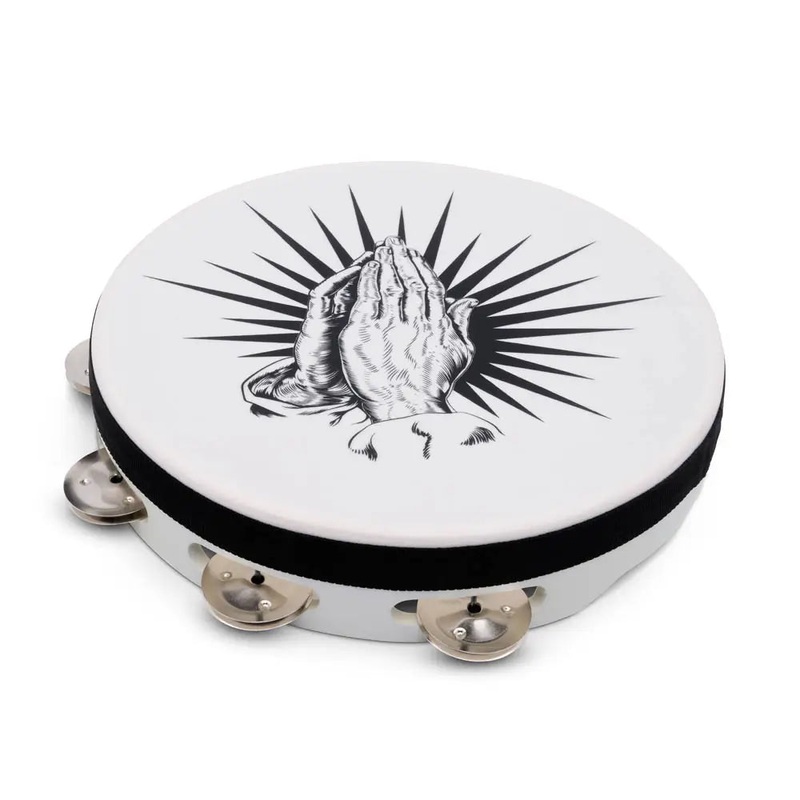 LP Praying Hands Tambourine 10" White