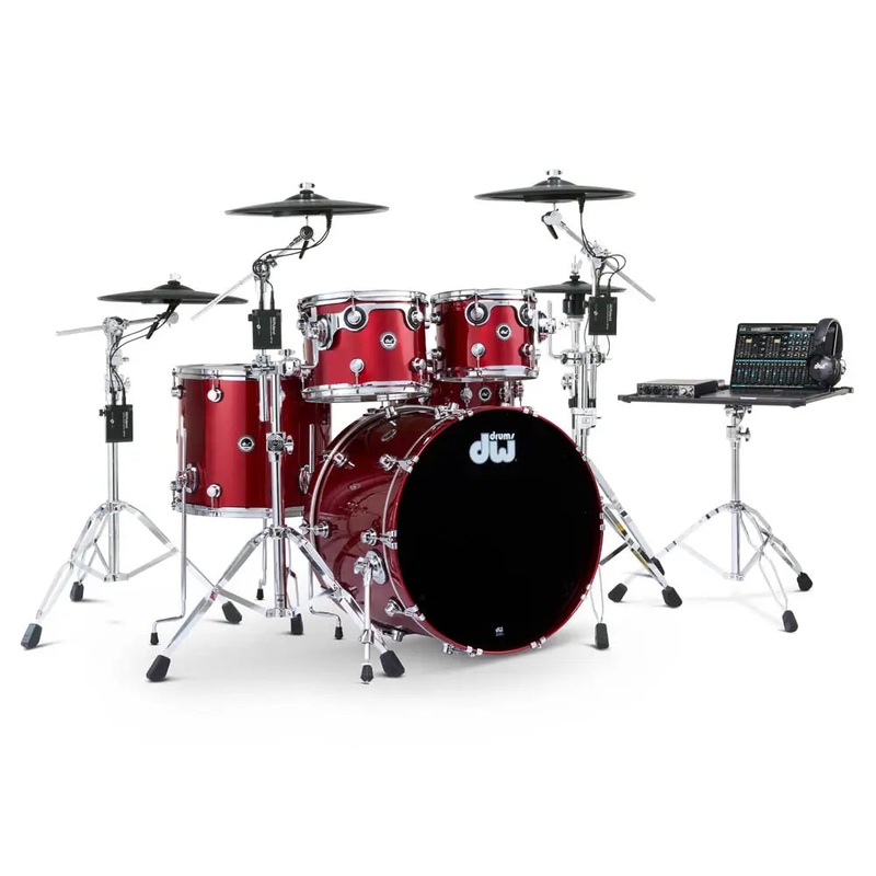 FREE BAG OFFER! DW DWe 5pc Complete Electronic/Acoustic Drum Set w/Roland Cymbals Black Cherry Metallic