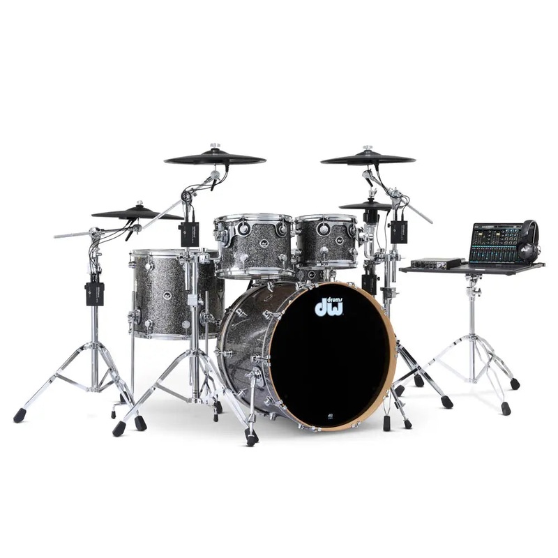 FREE BAG OFFER! DW DWe 5pc Complete Electronic/Acoustic Drum Set w/Roland Cymbals Black Galaxy