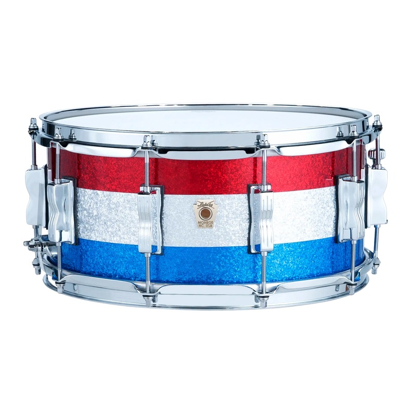 Ludwig Classic Maple Snare Drum 14x6.5 Red/Silver/Blue Sparkle