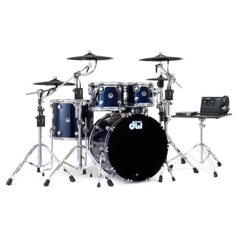 FREE BAG OFFER! DW DWe 5pc Complete Electronic/Acoustic Drum Set w/Roland Cymbals Midnight Blue Metallic