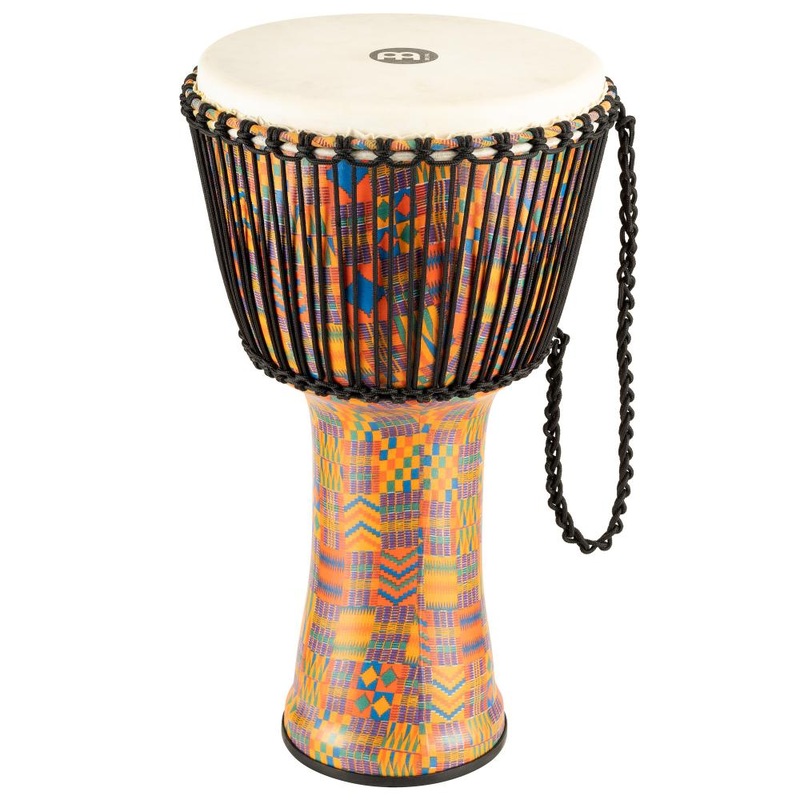 Meinl Rope Tuned Travel Djembe, 14, Kenyan Quilt, Goat Head