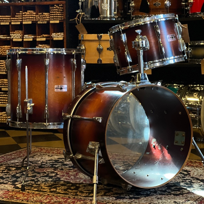 VINTAGE 1980's Yamaha Recording Custom Bop Outfit in Matte Cherry Burst - 14x18, 8x12, 14x14