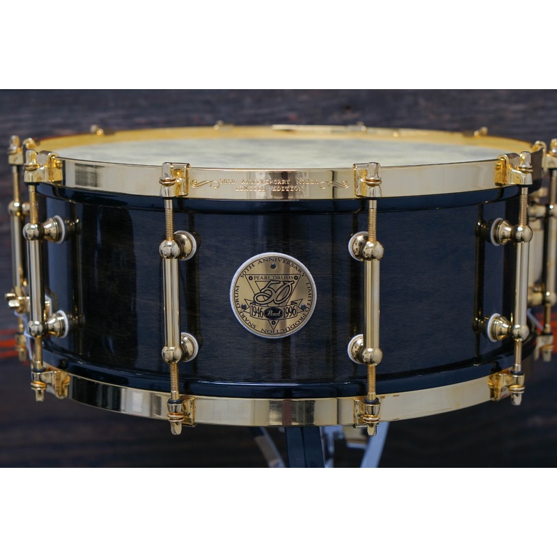 Pearl 5.5x14" 50th Anniversary Solid Maple Snare Drum - Black Mist Lacquer - Sucherman