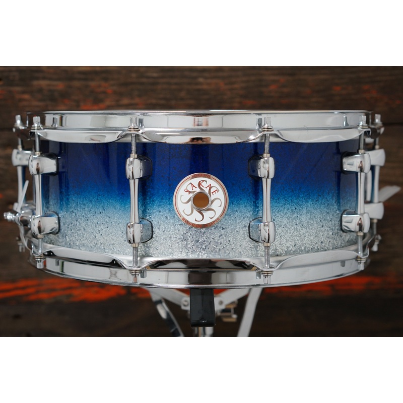 Sakae 5.5x14" Beech Snare Drum - Blue Sparkle Fade