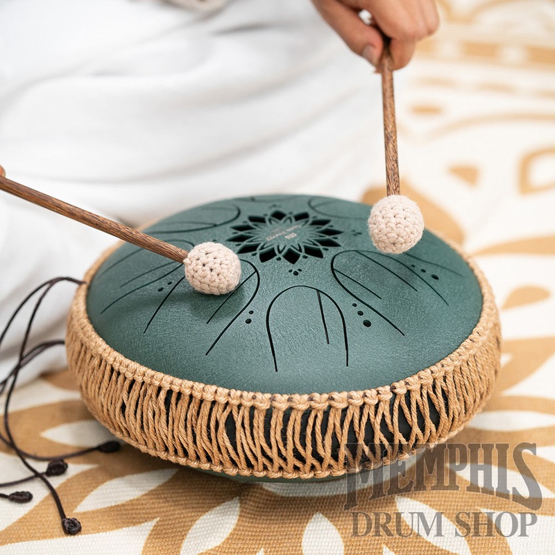 Meinl 10 Medium Octave Steel Tongue Drum F# Minor 8 Notes 432Hz - Dark Green