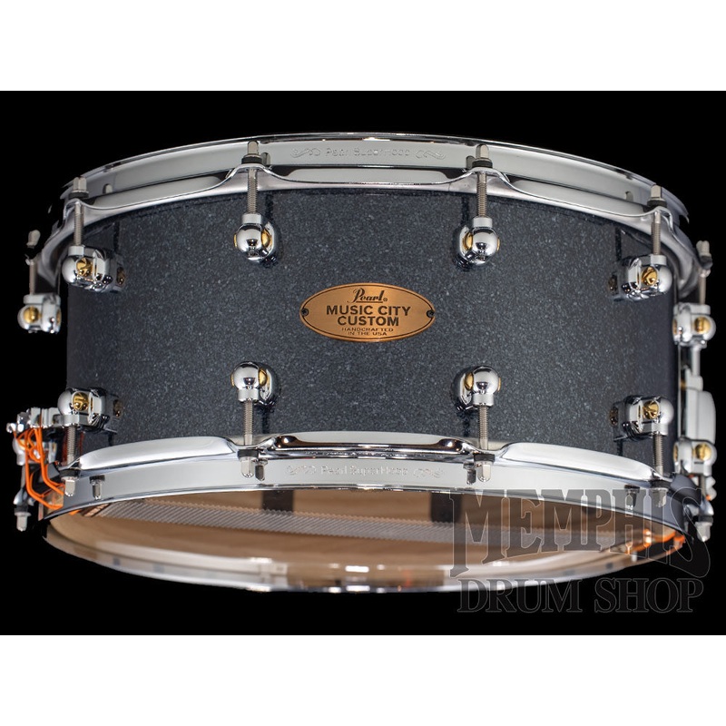 Pearl 14x6.5 Music City Custom Solid Ash Snare Drum - Black Onyx Sparkle
