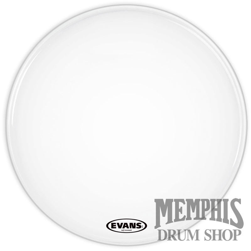 Evans EQ3 Bass Coated White 20" Drumhead - No Port