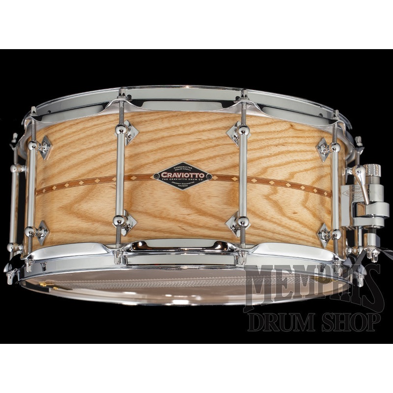 Craviotto 14x6.5 Custom Shop Ash Snare Drum with Cherry Inlay