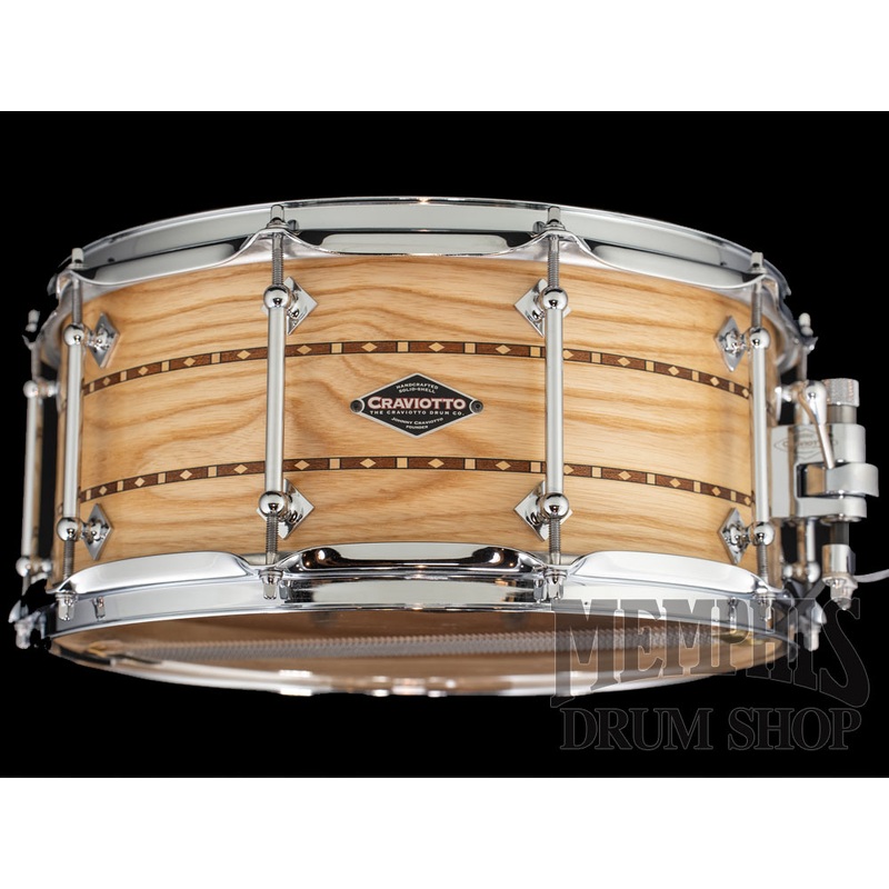 Craviotto 14x6.5 Custom Shop Ash Snare Drum with Dual Walnut Inlay