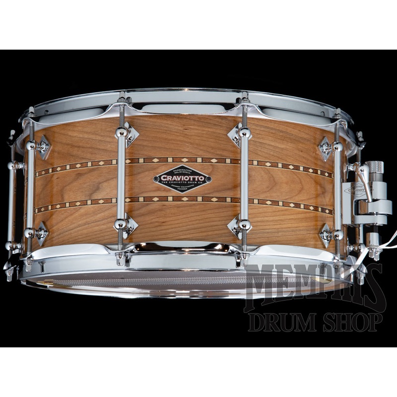 Craviotto 14x6.5 Custom Shop Red Birch Snare Drum with Double Walnut Inlay