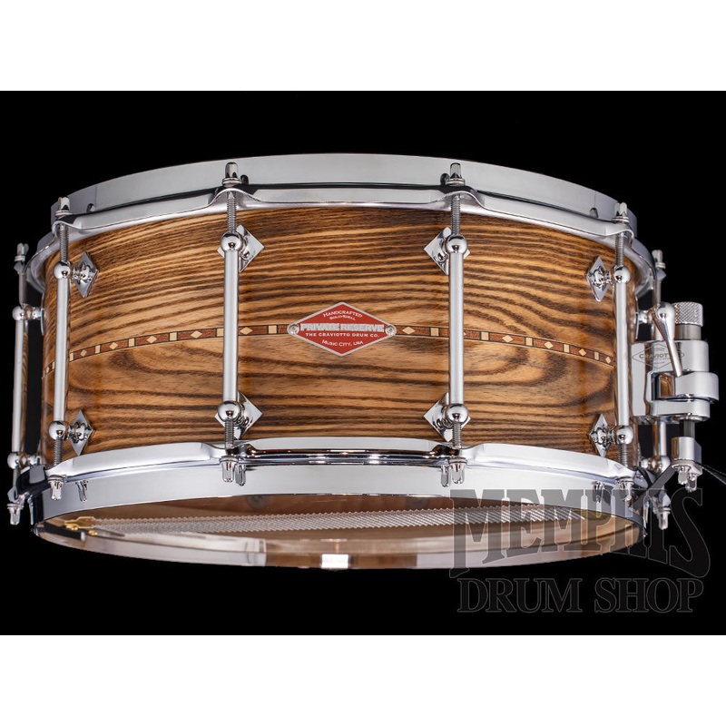 Craviotto 14x6.5 Private Reserve Toasted Ash Snare Drum with Walnut Inlay