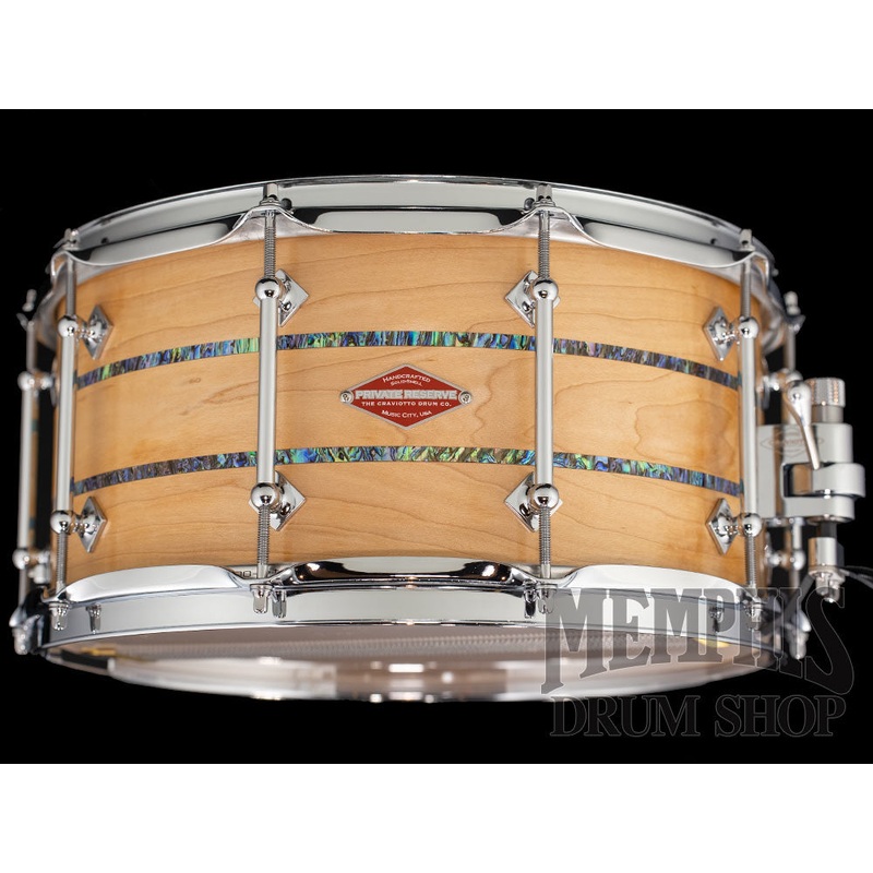 Craviotto 14x7 Private Reserve Maple Snare Drum with Dual Abalone Inlay