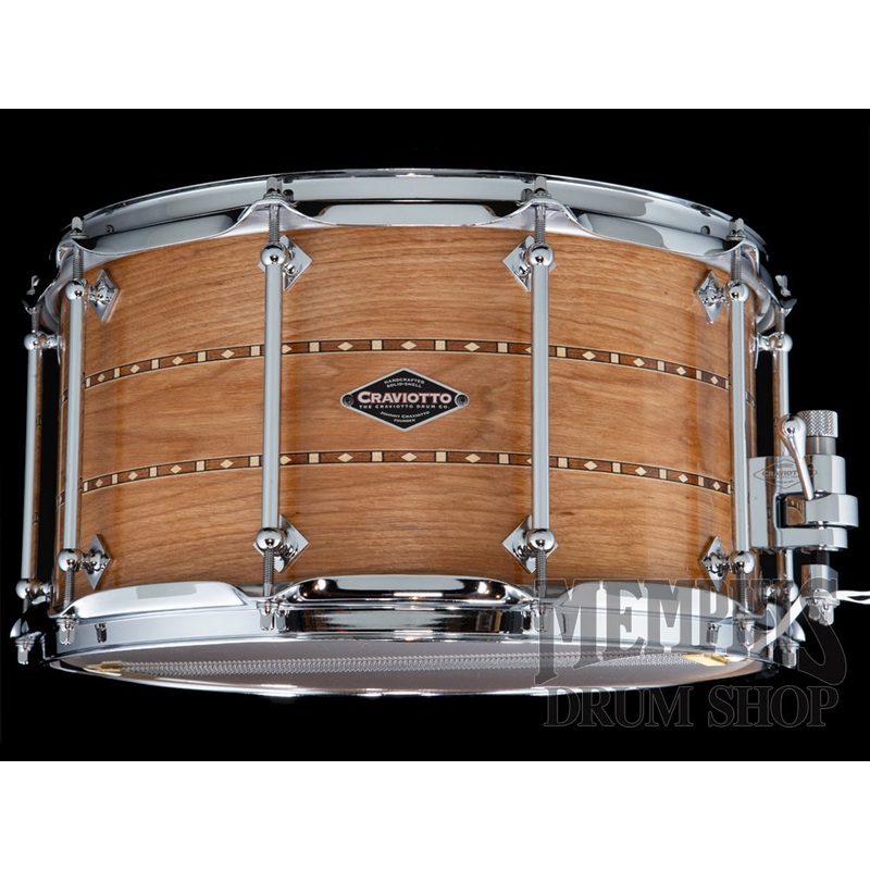 Craviotto 14x8 Custom Shop Red Birch Snare Drum with Double Walnut Inlay