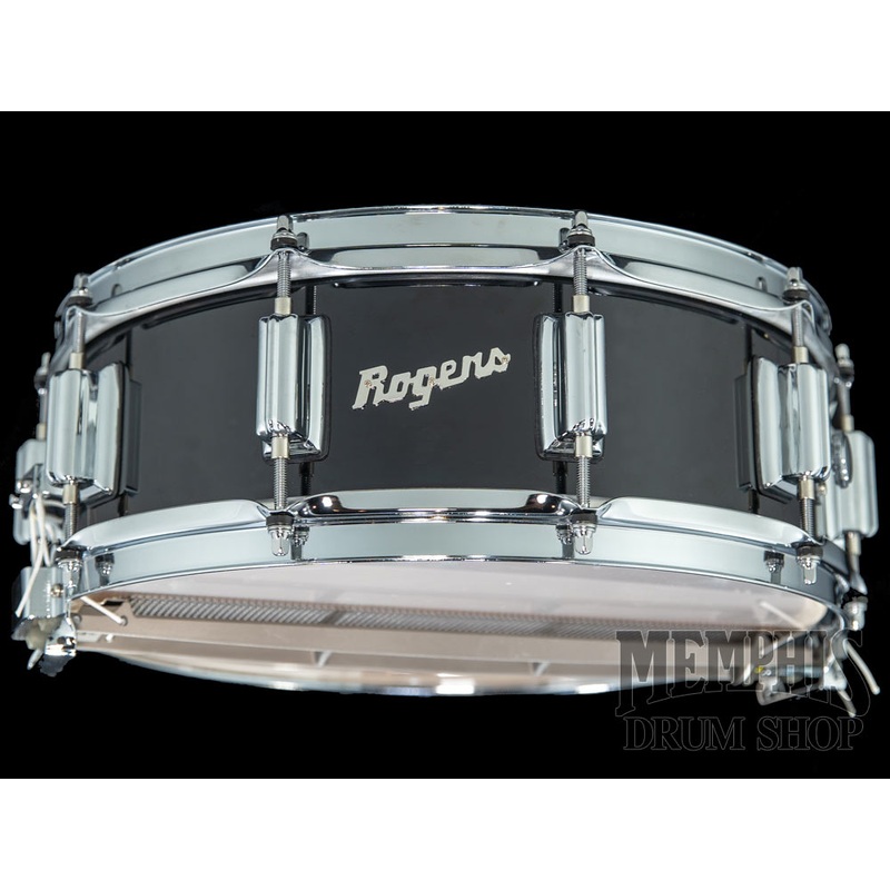 Rogers 14x5 Dyna-Sonic Snare Drum with Beavertail Lugs - Black Gloss Lacquer