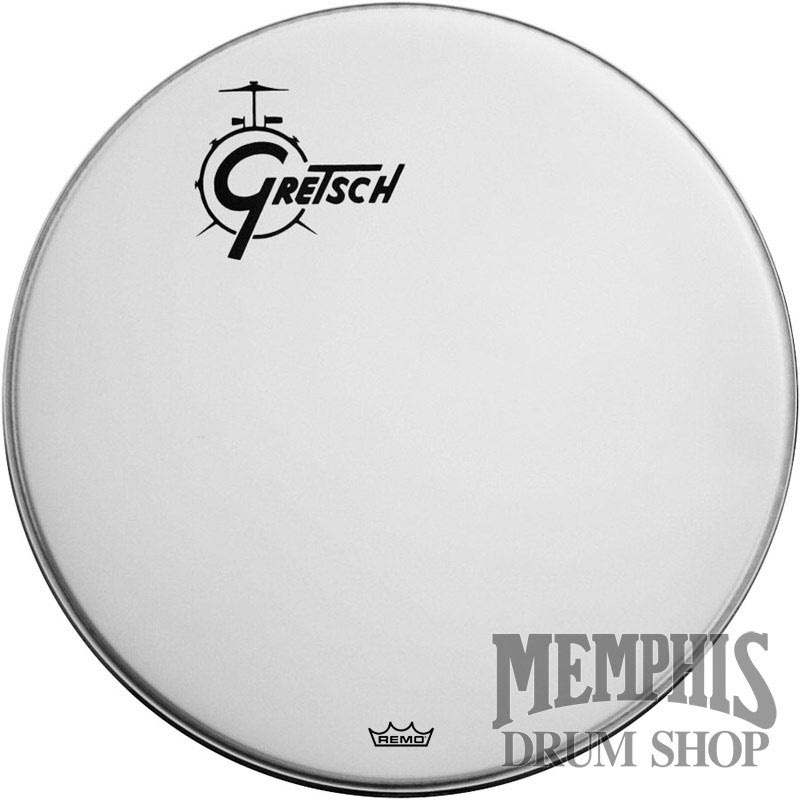 Gretsch 20" Coated Logo Drumhead - Off-Center Gretsch Logo with Remo Logo