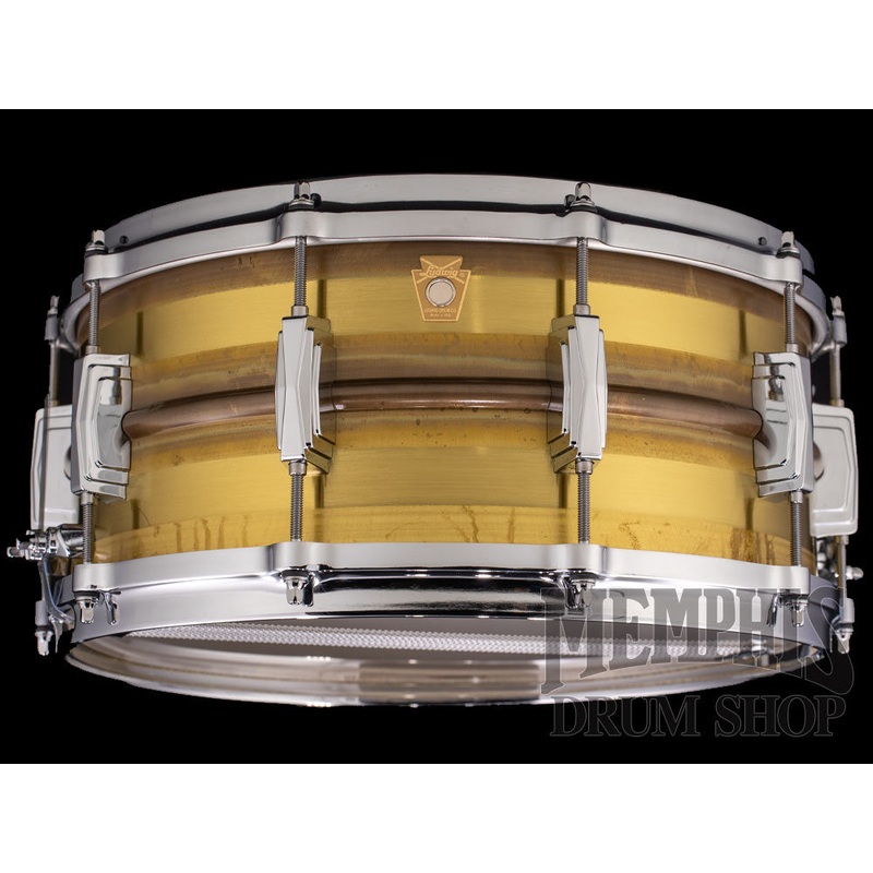 Ludwig 14x6.5 Raw Brass Phonic Striped Snare Drum with Die-Cast Hoops