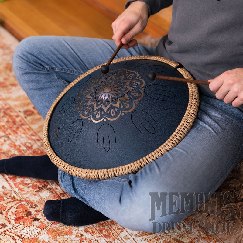 Meinl Octave Steel Tongue Drum D Amara Floral Design - Navy Blue