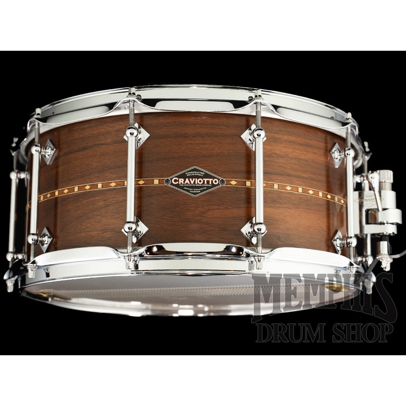 Craviotto 14x6.5 Custom Shop Walnut Snare Drum with Walnut Inlay