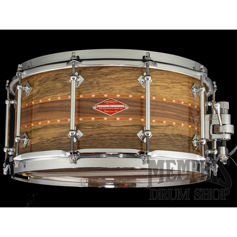 Craviotto 14x6.5 Private Reserve Stacked Black Limba/Walnut/Black Limba Snare Drum with Dual Cherry Inlay