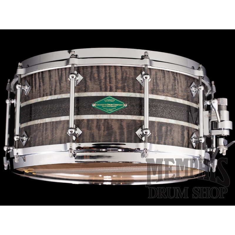 Craviotto 14x6.5 20th Anniversary Q1 Solid Black Curly Snare Drum with Die-Cast Hoops