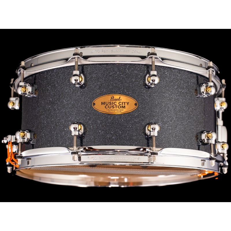 Pearl 14x6.5 Music City Custom Solid Maple Snare Drum - Charcoal Black Sparkle