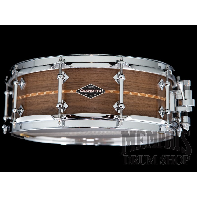 Craviotto 14x5 Custom Shop Walnut Snare Drum with Cherry Inlay