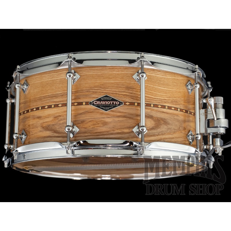 Craviotto 14x6.5 Custom Shop Ash Snare Drum with Walnut Inlay - Light Toasted Ash