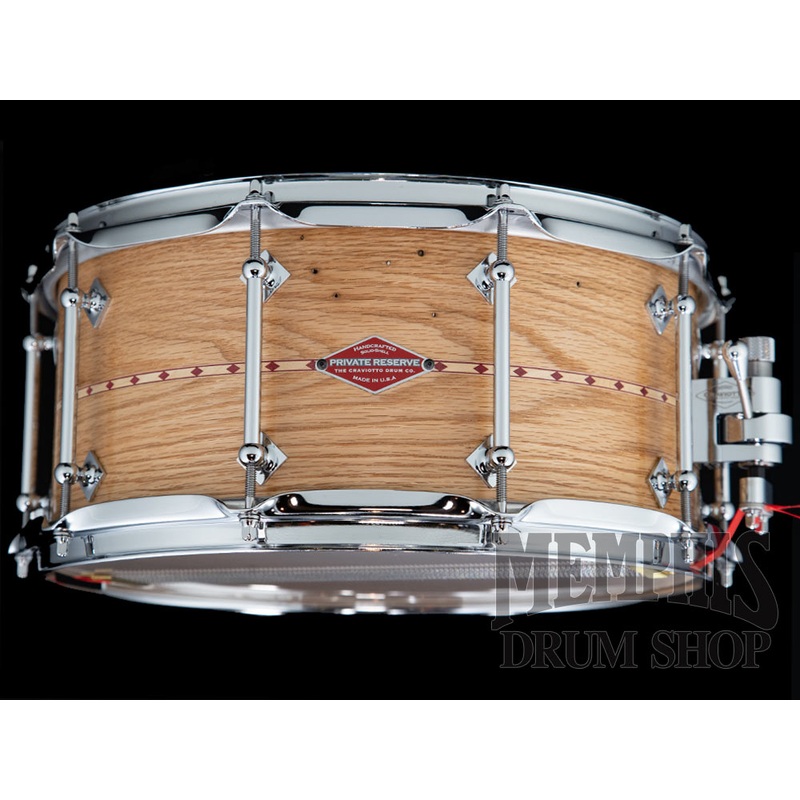 Craviotto 14x6.5 Private Reserve Wormy Oak Snare Drum with Red Inlay