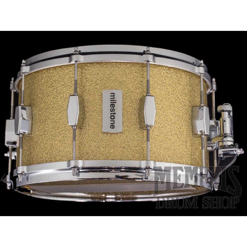 Milestone 14x8 Founder's Model Fiberglass Snare Drum with 10 Lugs - Gold Sparkle