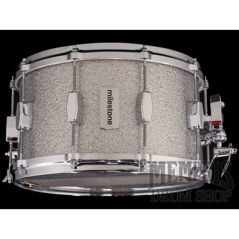 Milestone 14x8 Founder's Model Fiberglass Snare Drum with 10 Lugs - Silver Sparkle