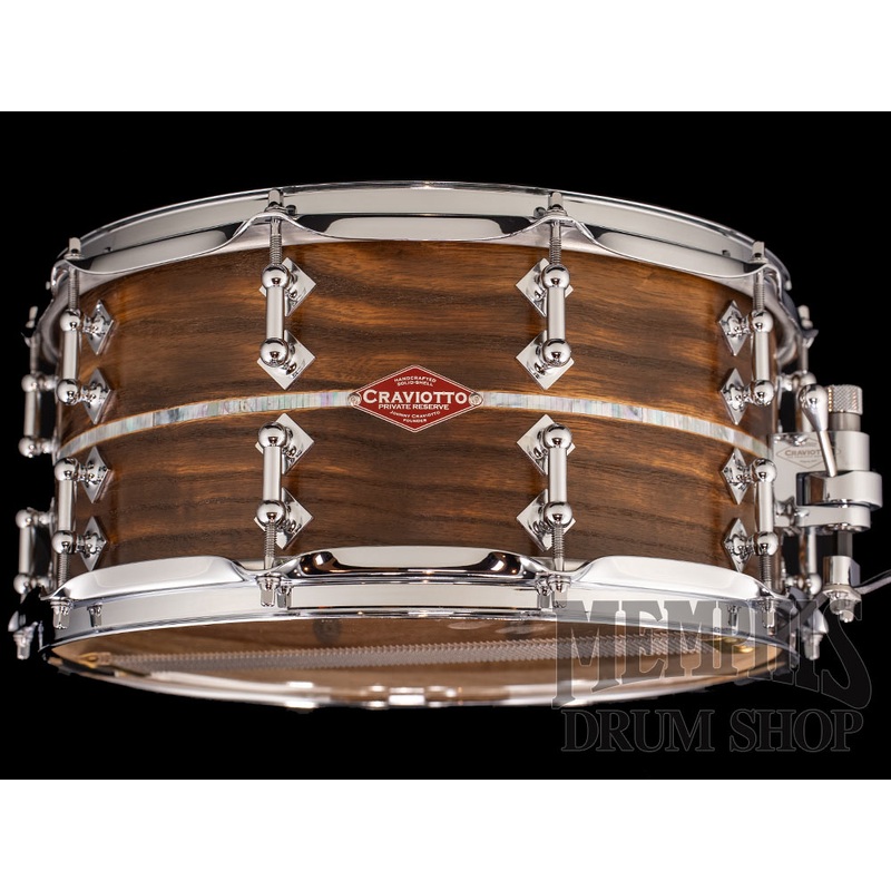 Craviotto 14x7 Private Reserve Burnt Ash Snare Drum with Mother of Pearl Inlay