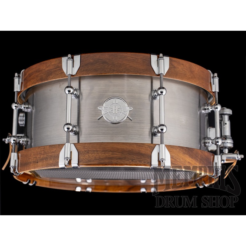 Dunnett Classic 14x6.5 Carbon Steel Sledge Snare Drum with Acacia Metal Wood Hoops - Polished