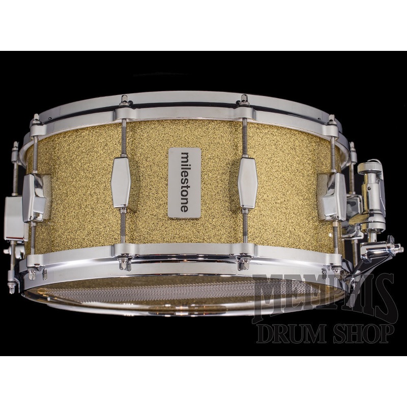 Milestone 14x6.5 Founder's Model Fiberglass Snare Drum with 10 Lugs - Gold Sparkle