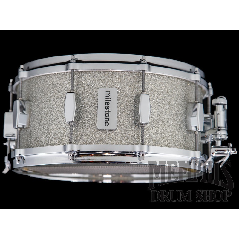 Milestone 14x6.5 Founder's Model Fiberglass Snare Drum with 10 Lugs - Silver Sparkle