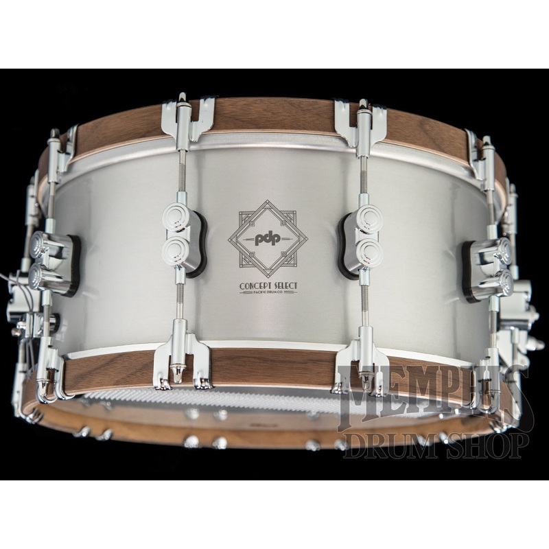 Pacific PDP 14x6.5 Concept Select Aluminum Snare Drum with Walnut Hoops
