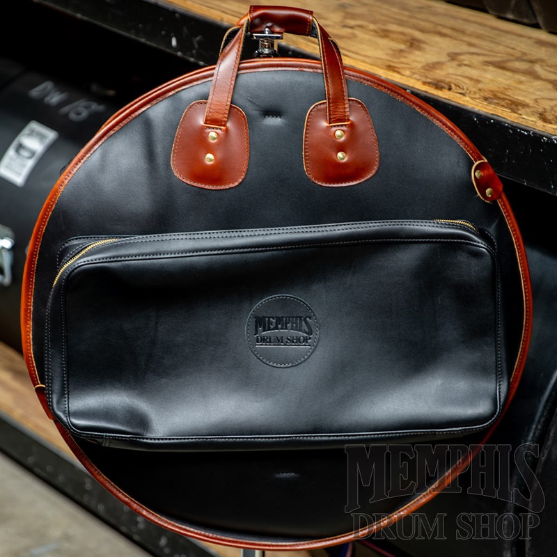 Glenn Cronkhite 22 Leather Cymbal Bag - Smooth Black with Canyon Sunrise Trim