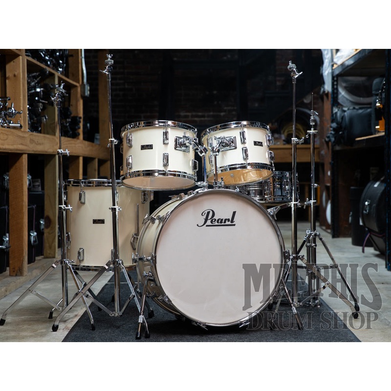Vintage Pearl 70s Fiberglass Drum Set 22/12/13/16/14 - White with Vintage Hardware