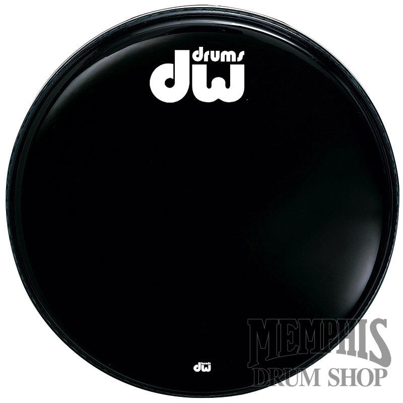 DW 22" Ebony Black Non-Vented Logo Front Bass Drumhead
