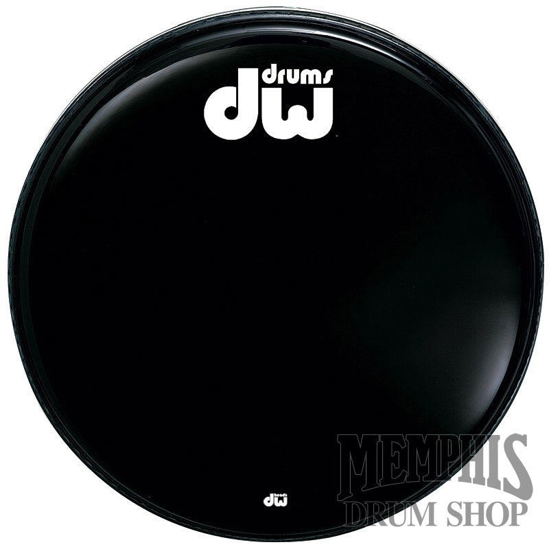 DW 24" Ebony Black Non-Vented Logo Front Bass Drumhead