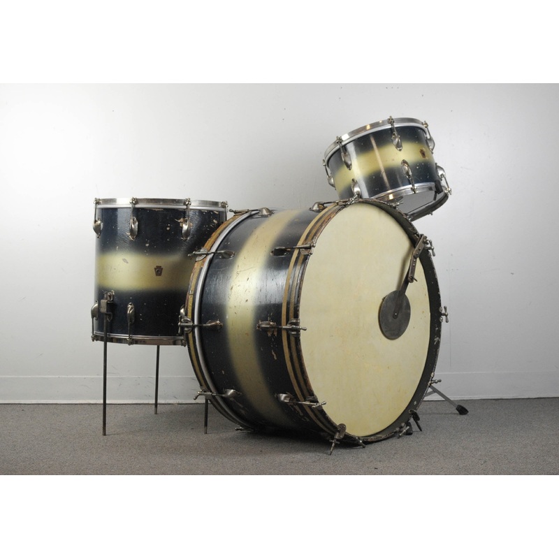 1930s WFL Blue & Silver Duco Drum Set 14x26 9x13 and 16x16