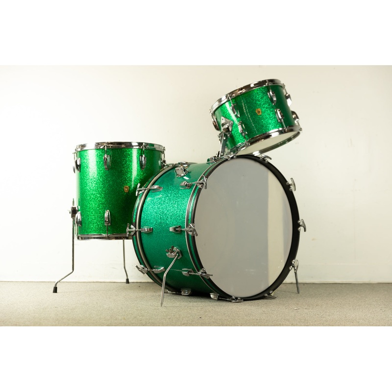 1960s Ludwig Pre-Serial Green Sparkle Super Classic Drum Set