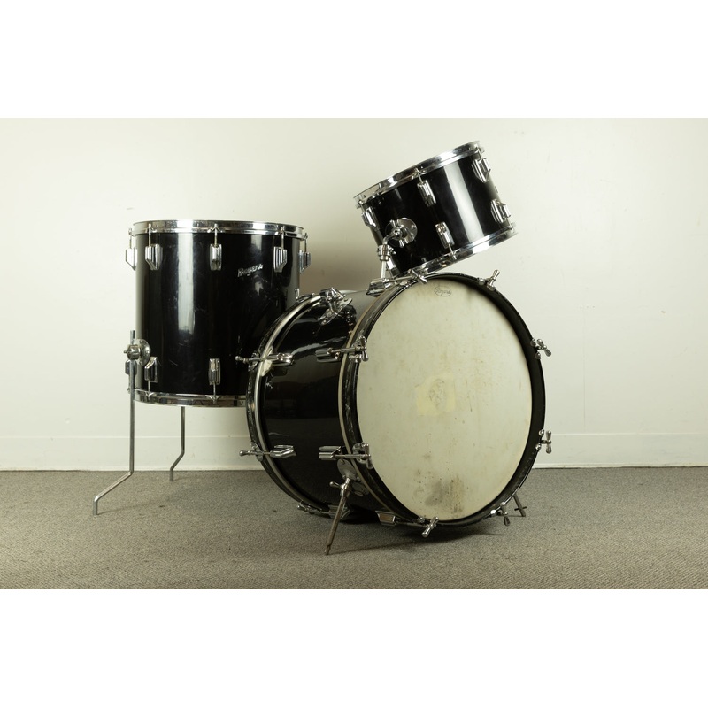 1960s Rogers Jet Black Pearl "Headliner" 14x20 9x13 and 16x16 Drum Set