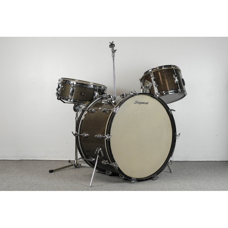 1962 Slingerland Gold Veiled Ebony Pearl Windsor 6N Drum Set