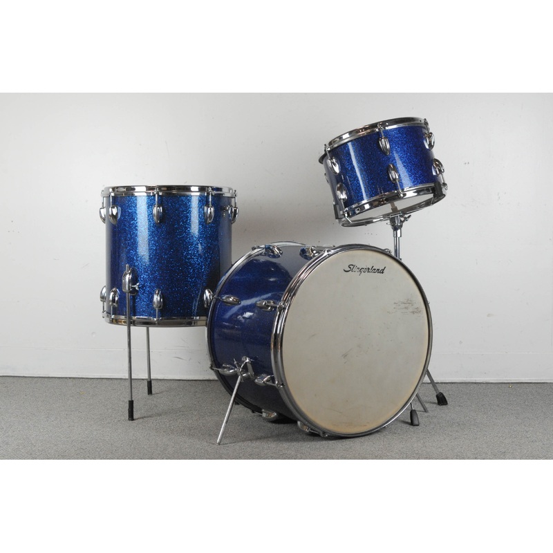1965 Slingerland "Jet" Sparkling Blue Pearl Drum Set 14x18 8x12 and 14x14